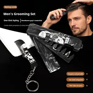 Folding Hair Comb for Men, Pocket Comb with Fine & Wide Tooth,Styling Comb for Travel and Everyday Grooming Combing Hair,Beard or Mustache