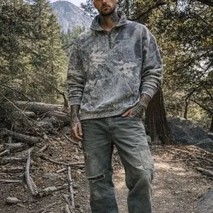 Vintage USA Jerzees Faded Real Tree Camo Quarter Zip Sweatshirt