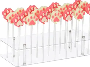 Cake Pop Stand, 21 Holes Lollipop Display Stand, Acrylic Clear Cake Pop Display Holder Decor Ornaments Organiser Rack Smooth Installation