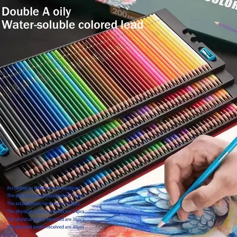 Noyao Colored Pencils Oil-Based 8/48 Colors Drawing Set, Professional Water-Soluble Art Brushes, Wooden Storage Bag, Kids Painting Pens, Art Kits, Artistic Colored Pencils, Art Drawing Supplies