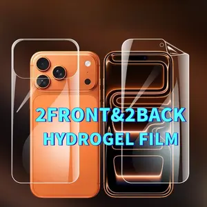 [2+2] 2Pieces high-definition Hydrogel Film TPU Front screen protectors for mobile phones+ 2Pieces Back Cover Protective Film, full coverage, ultra clear, suitable for iPhone 17 17Pro 17ProMAX 17Air Air, Seamless Fit, Shatterproof Layer