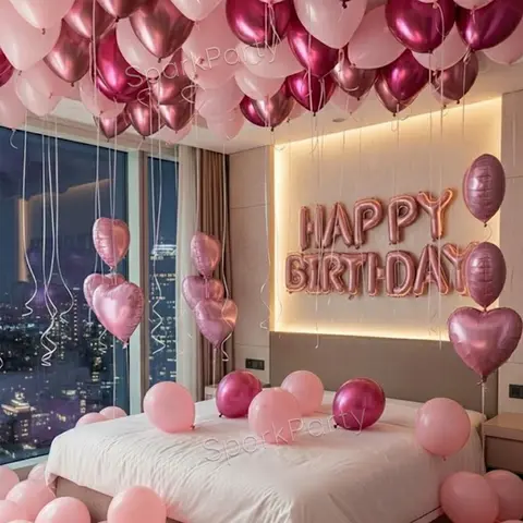 49pcs Birthday Party Balloons Set, Dreamy Princess Theme Decorations, 16'' Happy Birthday Banner, 18'' Heart Foil Balloon, 10'' Latex Balloons, Balloon Decorations Kit, Balloon Party Supplies