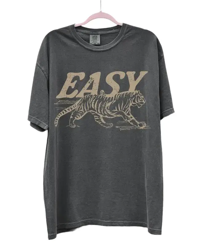 [Comfort Colors] Easy Tiger Graphic T-Shirt Vintage Style Tiger Shirt Cute Animal Tee Comfort Colors Inspired Unisex Casual Top