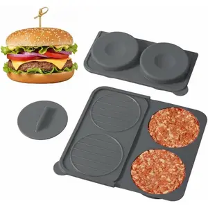 for 4.5" 1/4-1/3 lb Patties - 4 in 1 Hamburger Press Patty Maker for BBQ, Non-Stick Burger Patty Mold for Beef Veggie, Dishwasher Safe & Freezer (Gray)