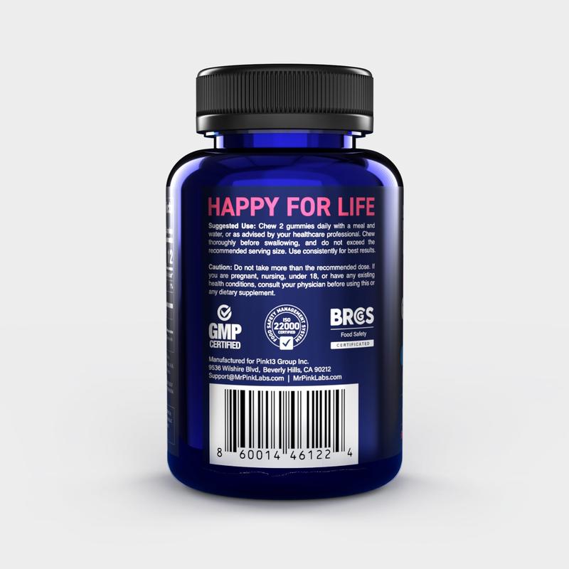 Natural Ginseng Gummies for Energy | Focus Brain Health & Stress Relief | Non-GMO, Sugar Free |  Blueberry Flavor |Boost Energy & Stamina |  Dietary Supplement by MR. PINK