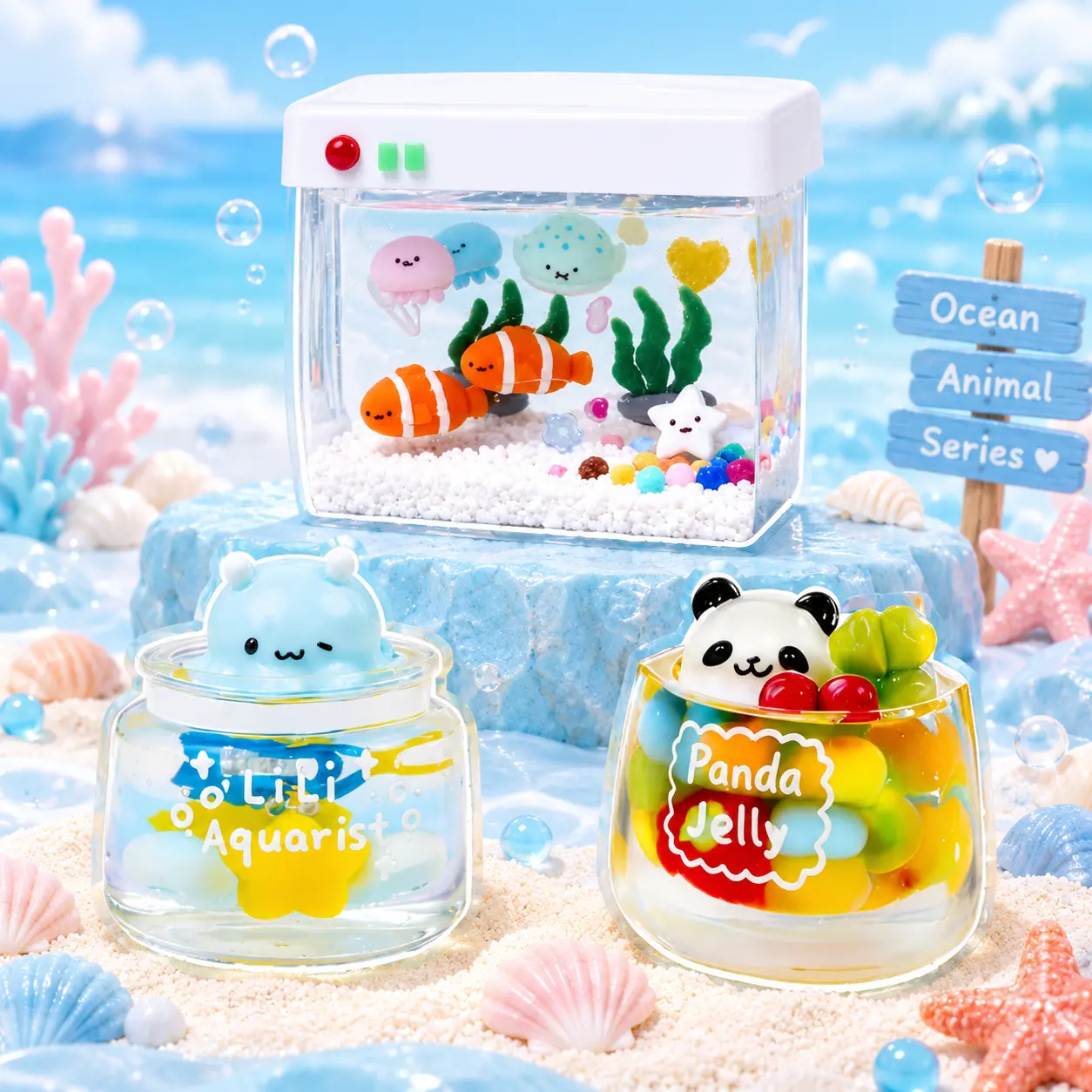 Pawtoto Aquarium Fidget Squishies Stress Ball - 6Cm~8Cm Handcrafted Food-Grade Silicone Squishies Toy, Creamy Clay-Feel Oddly Soothing Desk Fidget Relief, Quick Rebound Unique Gift for Enthusiasts