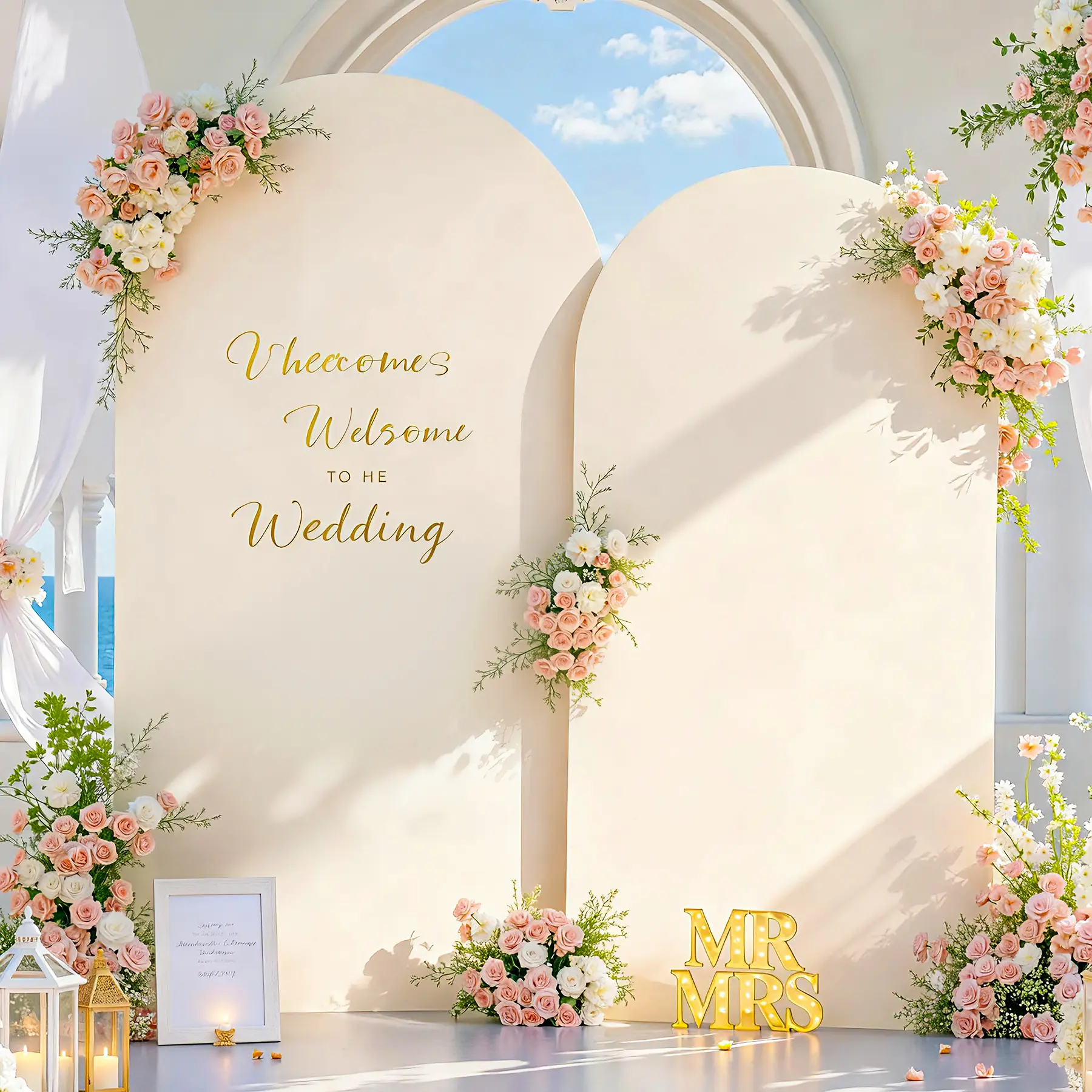Arch Backdrop Cover 2 Set - 7.2&6 FT Arch Backdrop Cover Spandex Wedding Arch Stand Covers for Birthday Party Holiday Parties Baby Shower Girls Bridal Shower Balloon Arch Covers Stretchy Backdrop Background  No Stand Included Summerwins Father's Day summe
