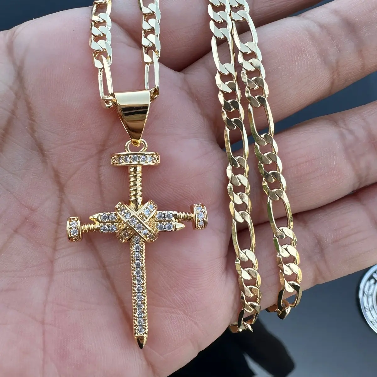 Sword cross necklace 24” long Female Anniversary Male Daily Birthday Engagement Auspicious