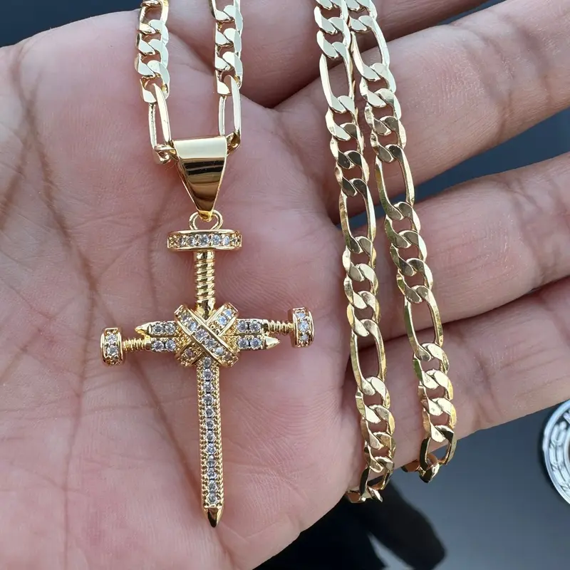Sword cross necklace 24” long Female Anniversary Male Daily Birthday Engagement Auspicious