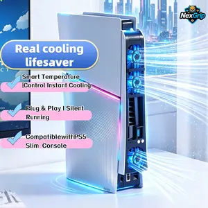 PS5 Slim Cooling Fan with LED Light, Silent USB Temperature-Controlled External Cooler for PS5 New Slim Console, Gaming Accessories Computer Peripherals