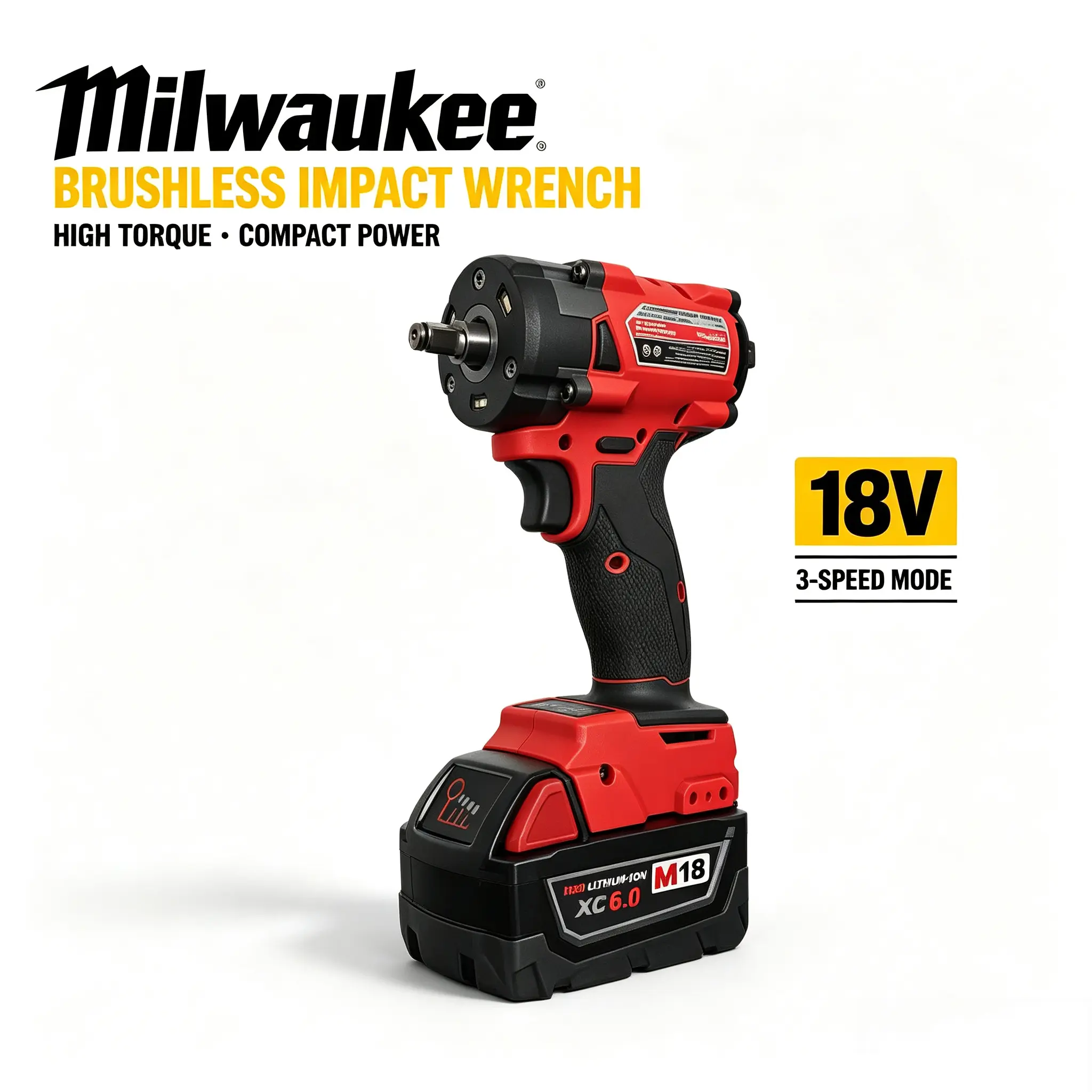 Milwaukee 3/8-in Brushless Cordless Ratchet Wrench - Low Profile Slim Head, Forward & Reverse Rotation, Built-In LED Light & Battery Gauge, for Auto Repair & Tight Space Fastening, Compact Heavy-Duty Power Tool