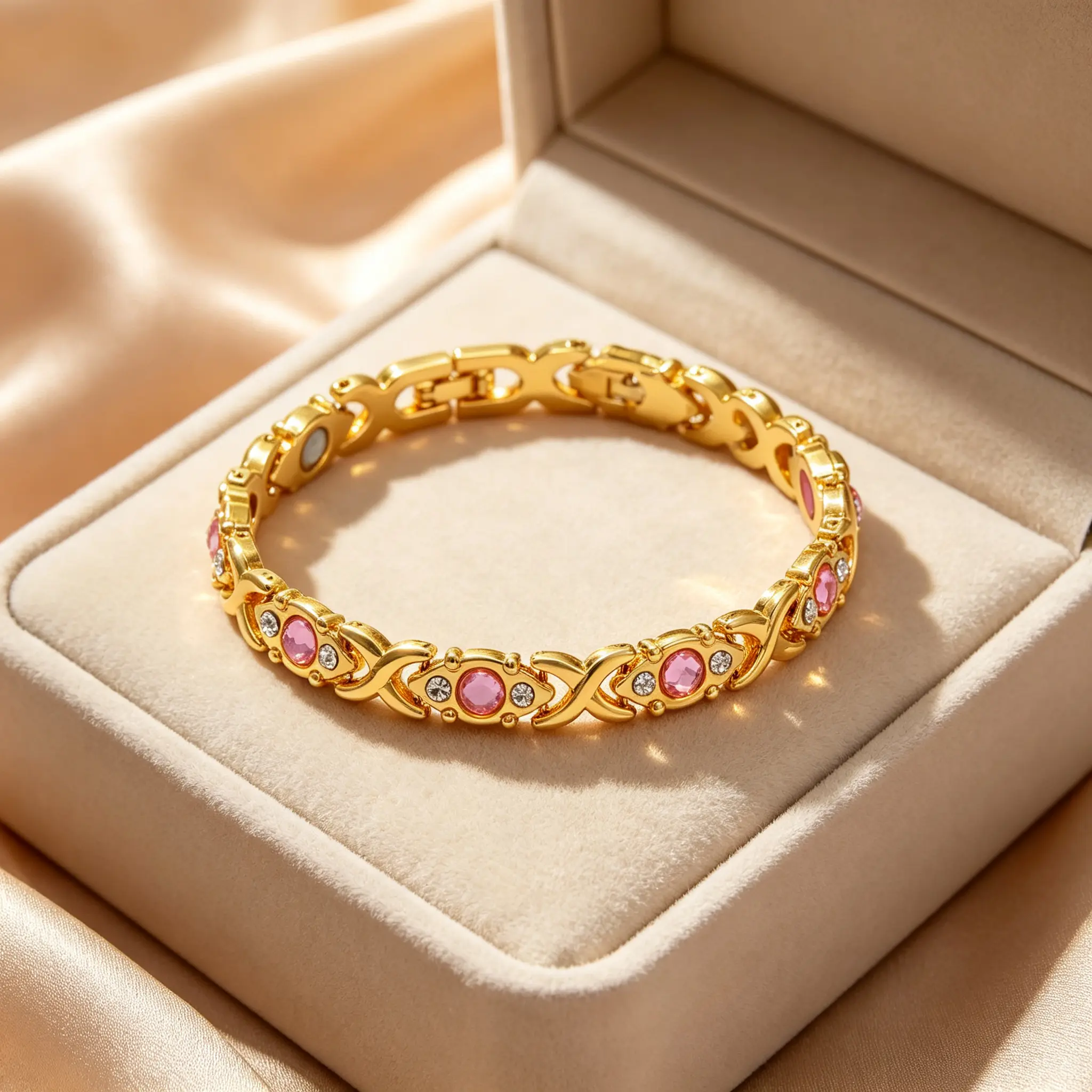 Women’s Energy Magnet Bracelet, Eco-Friendly Alloy Wrist Accessory Adorned With Shimmering Rhinestones, Girly Outdoor Wristband, Perfect Present For Ladies