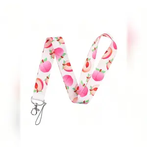 Cute Fruit Element Lanyard for ID Cards and Keys, Metal Key Ring, Perfect Gift for Teachers Students Staff, Cute Neck Strap