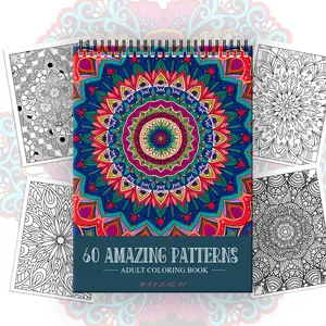 Mandala Adult Coloring Book, 60 Pages Complex Patterns, Coil Bound Stress Relief Art Journal, Relaxing Handicraft Drawing Book, Coil Binding