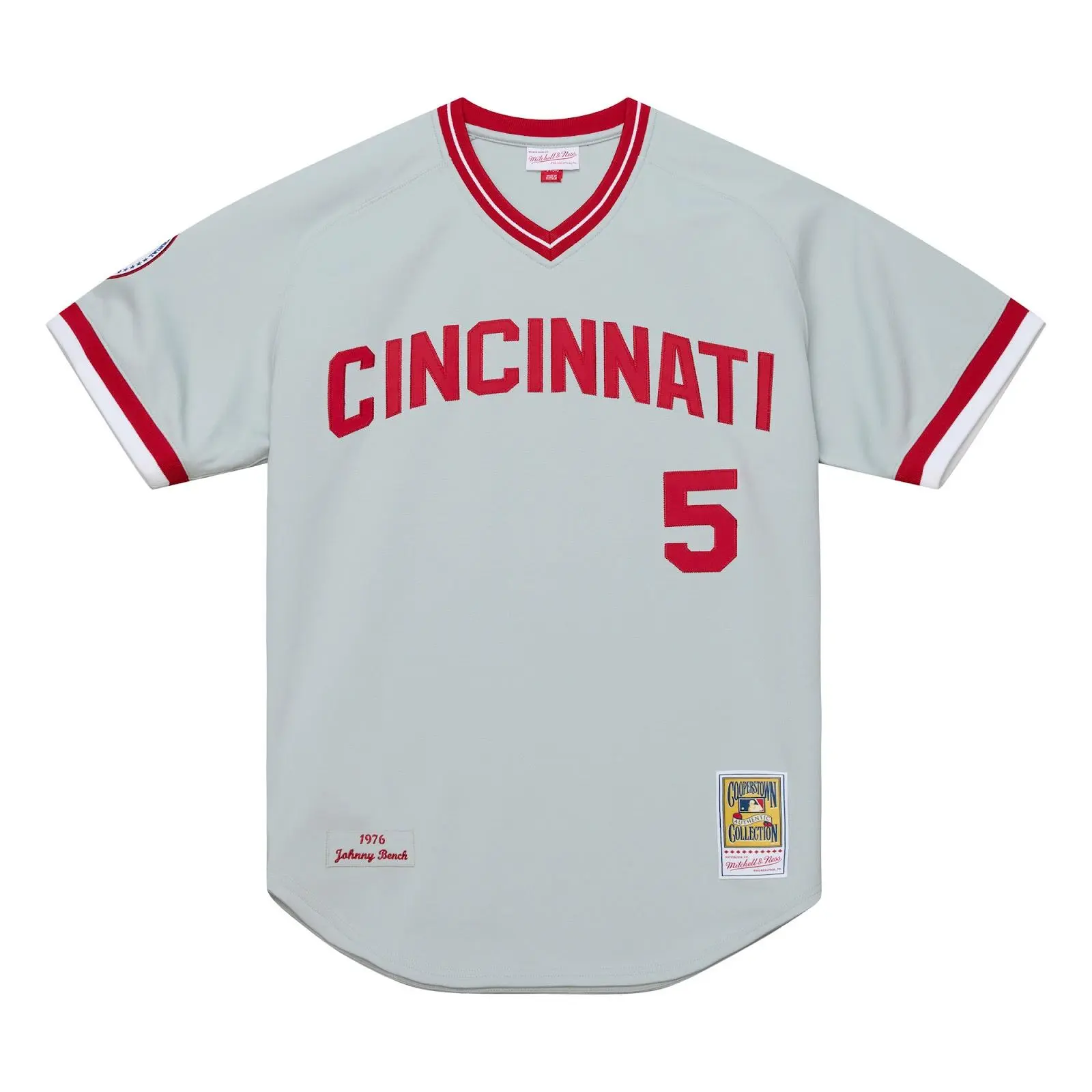Johnny Bench Cincinnati Reds 1976 Gray Authentic Jersey MLB Throwback Baseball Cooperstown Fan Gear Mitchell & Ness