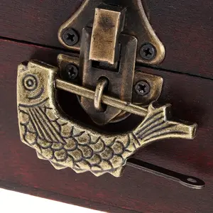 Vintage Keyed Padlock 1pc 60x30mm, Retro Lock Zinc Alloy Jewelry Box, Fish Pattern Lock for Home Decor, Unique Chinese Design