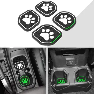 Cup Holder Inserts for Jeep Wrangler JL JLU Accessories 2018-2021 2022 2023, Cup Mat Pad for Gladiator JT 2020-2022 2023 Interior Decoration Accessories 4 Pcs(White Trim, Glow in Drak)