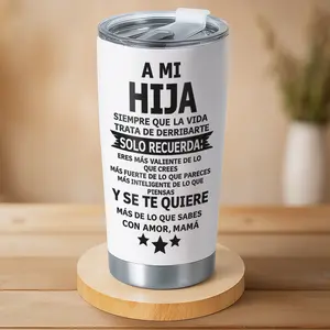 SMS - Vaso Térmico “A Mi Hija” de 20 oz – Regalo del día de la madre, Taza de Acero Inoxidable Inspiradora con Mensaje de Amor, Regalo Significativo de Amor y Fortaleza para Hija de Mamá, Detalle Especial para Cumpleaños, Graduación o Festividades