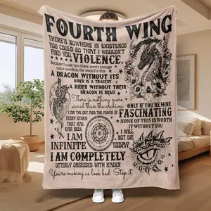 Fourth Wing Dragon Pattern Blanket, Soft Throw Blanket, Air-conditioned Room Blanket, Warm Nap Blanket for Home Office Travel Camping