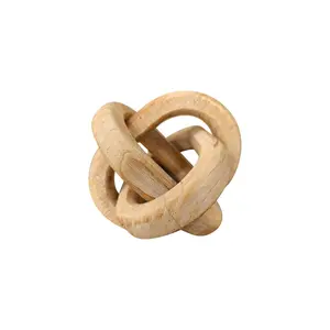 PARISLOFT Decorative Wood Chain Link Decor Rustic Wood Knot Decor 3-Link Wooden Chain Decor Ornament Farmhouse Wooden Links Home Decor Hand Carved Wood Crafts Ornaments for Coffee Table Tray Shelf (Brown)