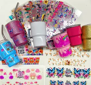 Random 50pcs Cartoon UV DTF 3oz Mini Tumbler Transfer Decals Acrylic Stickers Craft