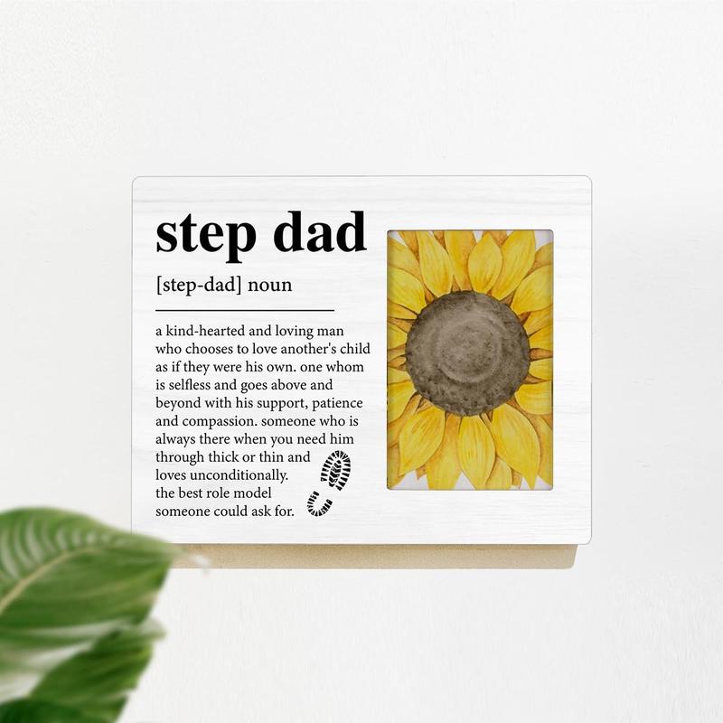 Step Dad Stepfather Bonus Dad Gift, Stepfather Wood Picture Frame Gift Step Dad Definition Wooden Photo Frame Gift for Father's Day Christmas, Tabletop and Wall Mounting, Display Photo 4x6 Inch