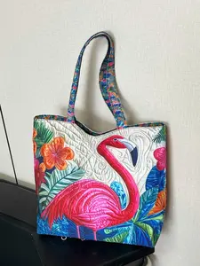 New stylish large-capacity flamingo tote bag, simple casual commuting beach vacation handbag shoulder bag