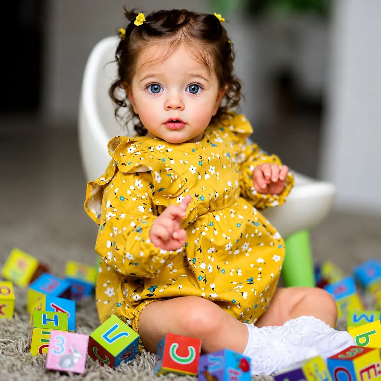 22-Inch (55cm) Soft Vinyl Reborn Baby Doll, Cute Baby Girl Doll with Wig for Development, Ideal Holiday Gift (Toys & Hobbies, Dolls & Stuffed Toys)
