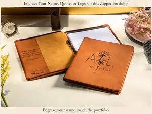 [CUSTOMIZED IN DESCRIPTION] Personalized Refillable Portfolio, Custom Portfolio With Zipper, Custom Leather Portfolio, Personalized Padfolio, Business Gift, Phd Gift, Birthday Gift | Trendy Gift