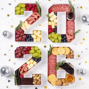 2026 Graduation Decorations 2026 Charcuterie Numbers Fillable Board Box Graduation Table Centerpieces Cardboard Tray for High School College Kindergarten Preschool Party Supplies White