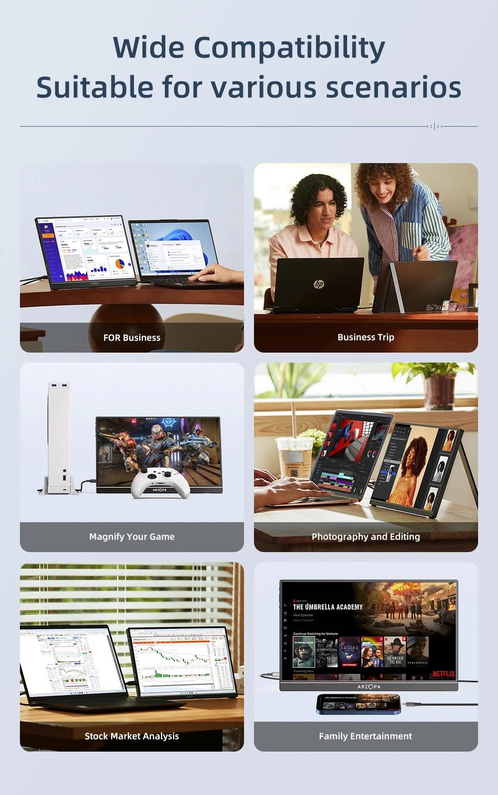 ARZOPA 16" 2.5K Portable Monitor 2560x1600 QHD IPS Display 123% sRGB USB-C HDMI External Second Screen for Mac Laptop Phone PS4/5 Xbox Switch iPhone15