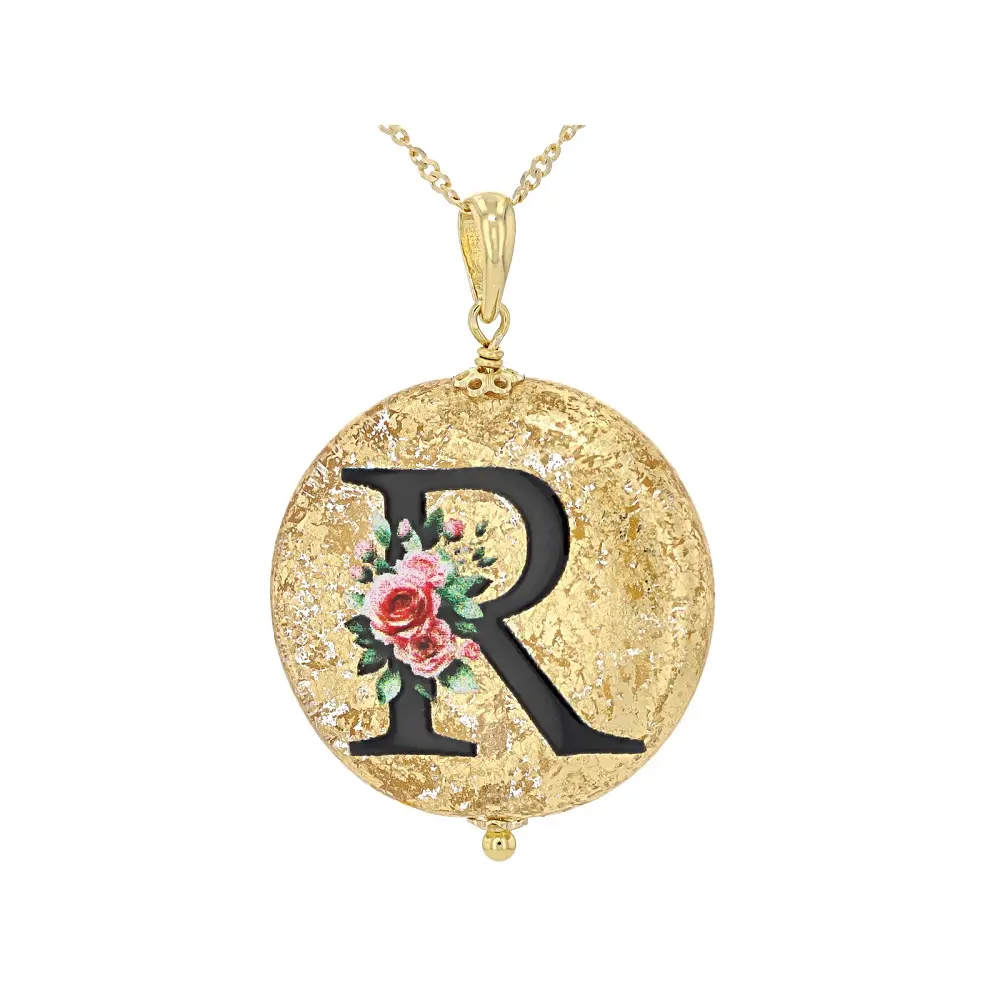 JTV Murano Glass Initial "R" Pendant with 18" Chain