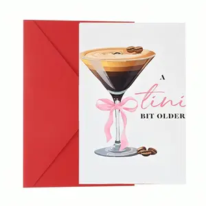 Funny Coffee & Cocktail Birthday Greeting Card Unique for Women, Best Friend Sister Daughter Wife, Perfect Gift for 21st 25th 30th Birthdays
