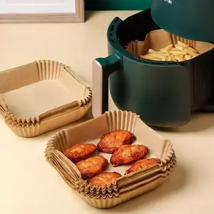 Airfryer Inserts - 50/100PCS Air Fryer Disposable Paper Square round Baking Paper Barbecue Plate Nonstick Mat Kitchen Oven Oil Absorbing Paper Tool Does not apply