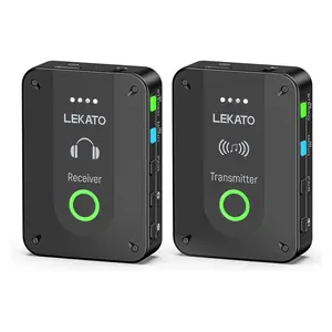 LEKATO Upgraded 2.4G Wireless in Ear Monitor System for Stage, Stereo IEM System Low Latency with Transmitter Beltpack Receiver Auto-Pairing, MS-2