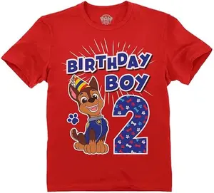 Tstars Chase Birthday Boy 2 Shirt Gifts for Two Years Old Boys Second Bday Party Paw Patrol Toddler Kids T-Shirt Cartoon Print Tee