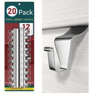 Vinyl Siding Hooks (20 PCS), Heavy-Duty Stainless Steel Siding Hooks Vinyl Siding Hangers, Low Profile & No Holes Needed Siding Clips for  Wreaths, Welcome Signs, String Lights