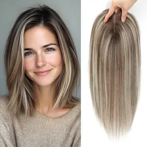 Vasilia Hair Toppers for Women Real Human Hair 14inch Hair Toppers for Women Near Black Toppers Hair Pieces for Women Hair Toppers for Thinning Hair Base Size: 4*4.8inch Lightweight and Breathable