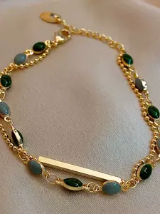 Vintage French Style Luxury Design Layered Bracelet, Trendy Two-Layer Stackable Hand Jewelry, High-End Fashion Accessory