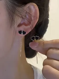 Fashion Simple Oil Drop Heart Earrings Set, Korean Style Heart Design Ear Studs, Casual All-Season Jewelry Gift for Women, High Quality Earrings