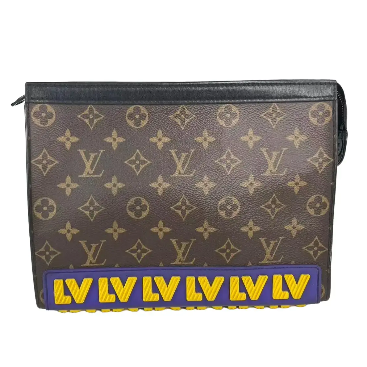 Pre-owned Louis Vuitton Leather Clutches & Wristlets Pochette Voyage Limited Edition LV Rubber Monogram Canvas Clutch