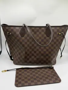 Pre-owned Louis Vuitton LV Neverfull Damier Ebene MM with Red Interior 2016 Year Code 95% New