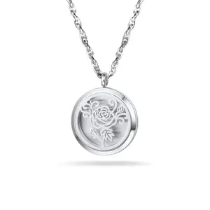 PROSTEEL Flower Pendant Necklace Stainless Steel Rose Flower Diffuser Aromatherapy Perfume Locket Chain Jewelry Unisex For Men Women with Gift Box