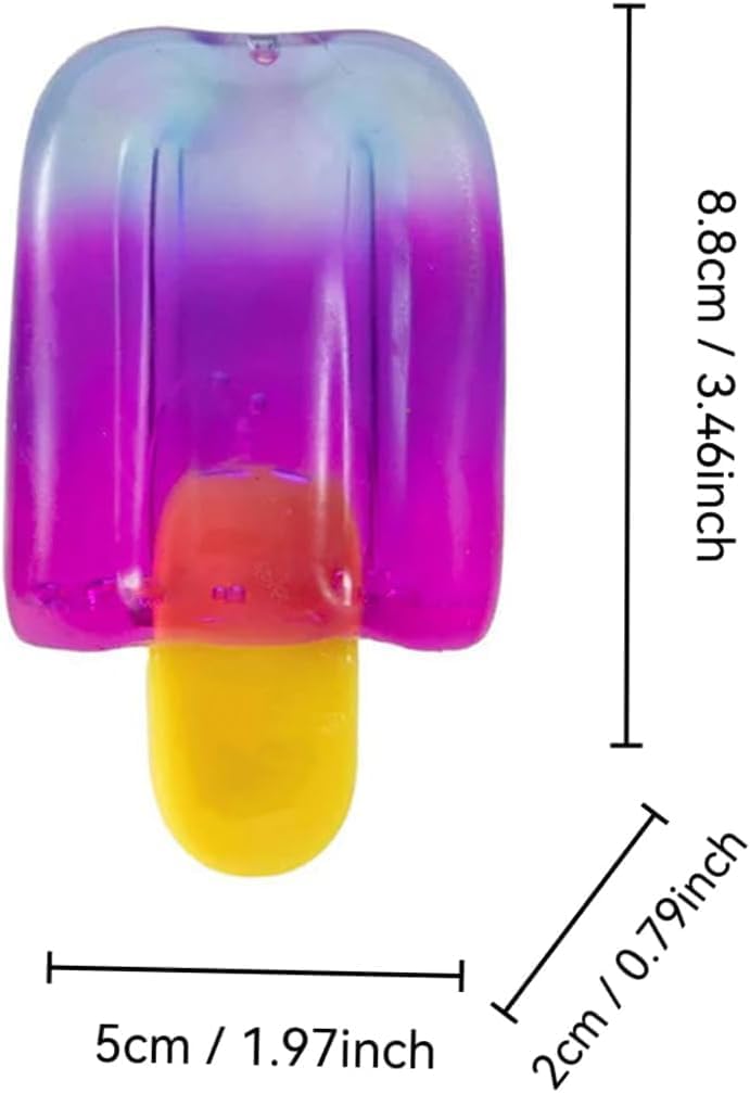 Ice Cream Squeeze Squishy Summer Sensory Stress Relief Easter Basket Stuffers Party Favors for Anxiety Relief Birthday Fun Popsicle Design Soft Flexible Material
