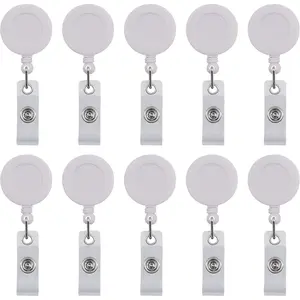 25 Pack Retractable ID Badge Holder Reels with Swivel  Clip Bulk Pack  Badge(White)