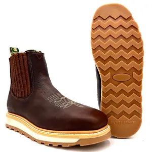 Silver Bull Rodeo Work Boot Double Density Sole Shock Absorbent Anti Fatigue Slip Resistant Square Toe Leather Footwear Ankle Shoe  Walking Shoes Comfort