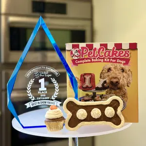 Award-winning Pet Cakes Complete Baking Kit for Dogs Includes 1 resubable bone-shaped pan, 4 cake mixes (2 carob & 2 cheese) & 2 frosting mixes (yogurt flavor)