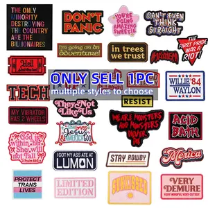 Colorful Letter Motivational Sarcasm Embroidery Patch, Stylish Unique Back Adhesive Iron-On, Suitable for Clothes Jackets Hats Accessories, Lettered Embroidery