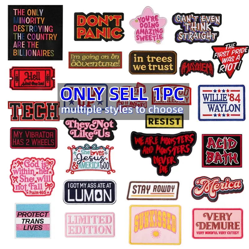 Colorful Letter Motivational Sarcasm Embroidery Patch, Stylish Unique Back Adhesive Iron-On, Letter Embroidery Design, Suitable for Clothes Jackets Hats Accessories, Lettered Embroidery, Embroidered Patches