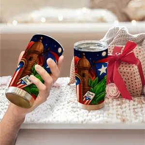 1pc 600ml Puerto Rico Night Scene Pattern 304 stainless steel large capacity travel mug.throw blanket. comfy throw blanket. 20oz insulated water bottle. chairs ideal for Puerto Rico fans and as a scenic gift